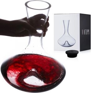 Clear Glass Wine Decanter with Black Stopper - Clear/Red